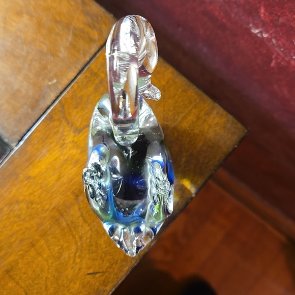 Murano Glass Swan Figurine Blue and Green Art Glass Italy w/o Stickered Tag - Picture 6 of 8